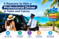 A professional driver standing next to a luxury vehicle in Turks and Caicos.